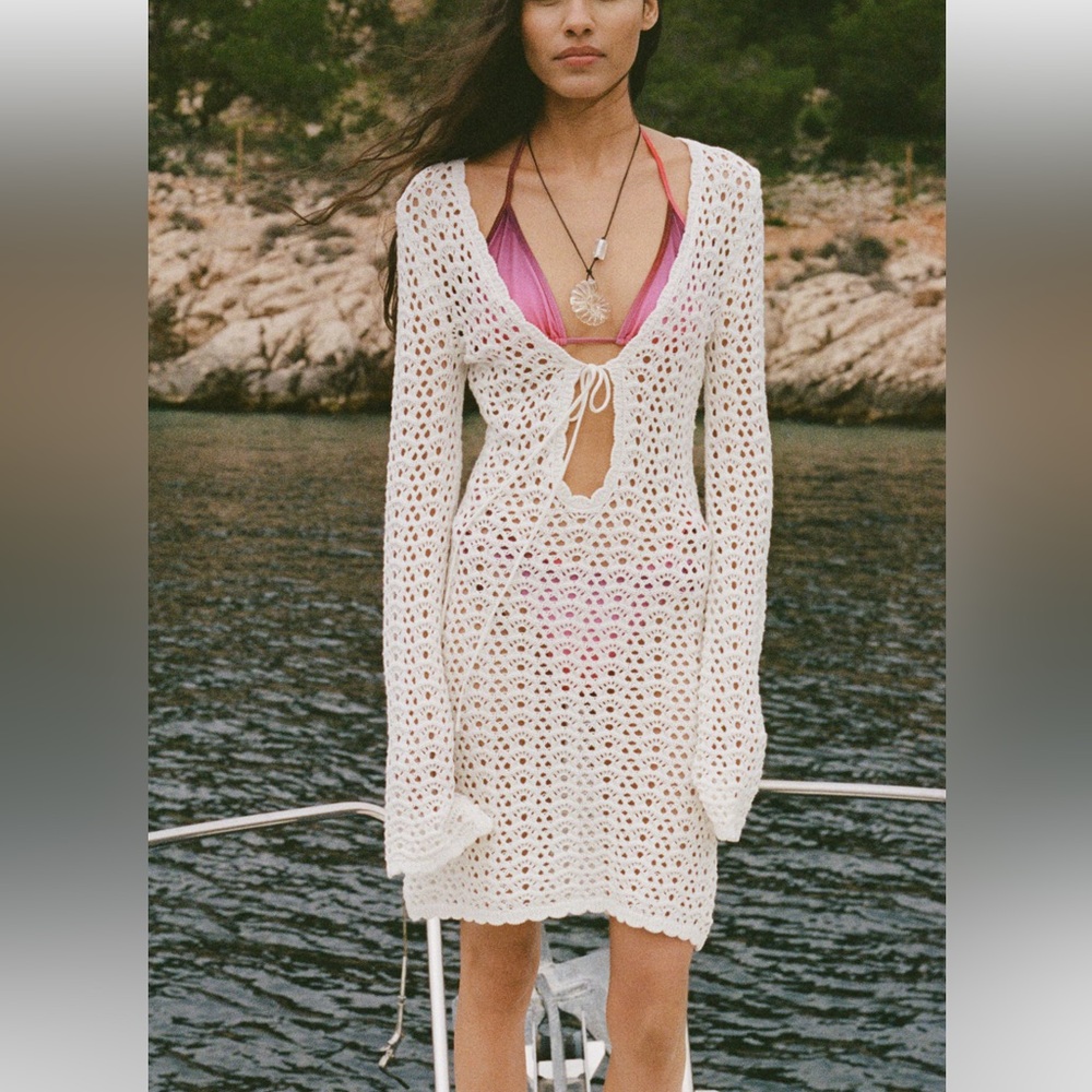 MANGO MINI CROCHET DRESS WITH BOW